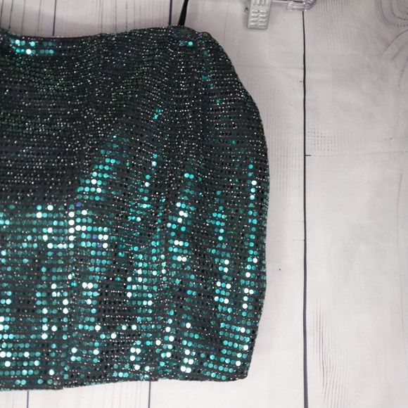 Sincerely Jules - Green Sequin Style Strapless Top W/Light Boning - Size L - Picture 3 of 9